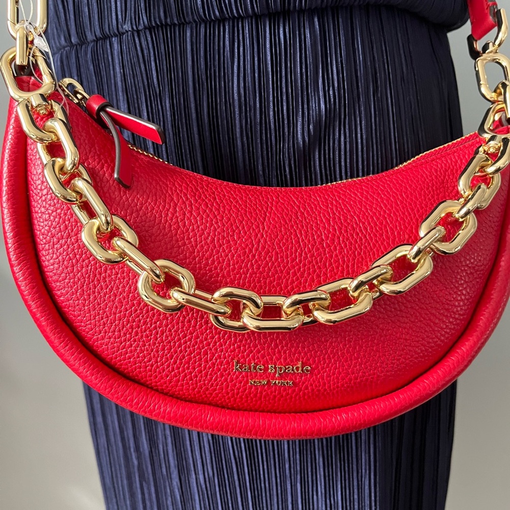 Beautiful red crescent moon shaped crossbody bag